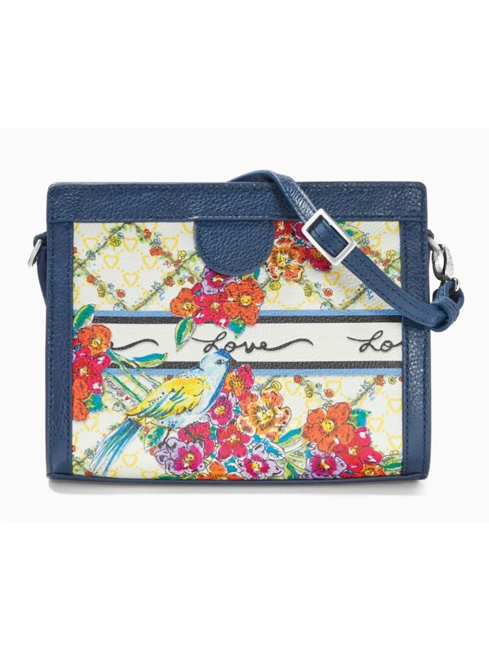Brighton Fashionista Garden Variety Small Leather Crossbody Bag Blue